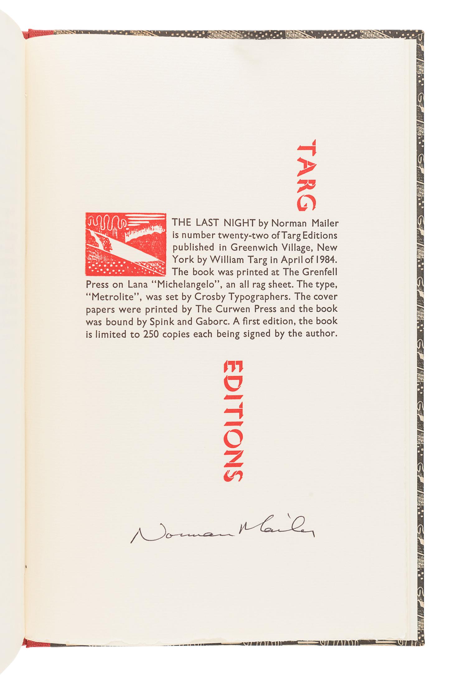 [MAILER, Norman (1923-2007)]. A group of 5 FIRST EDITIONS, comprising: