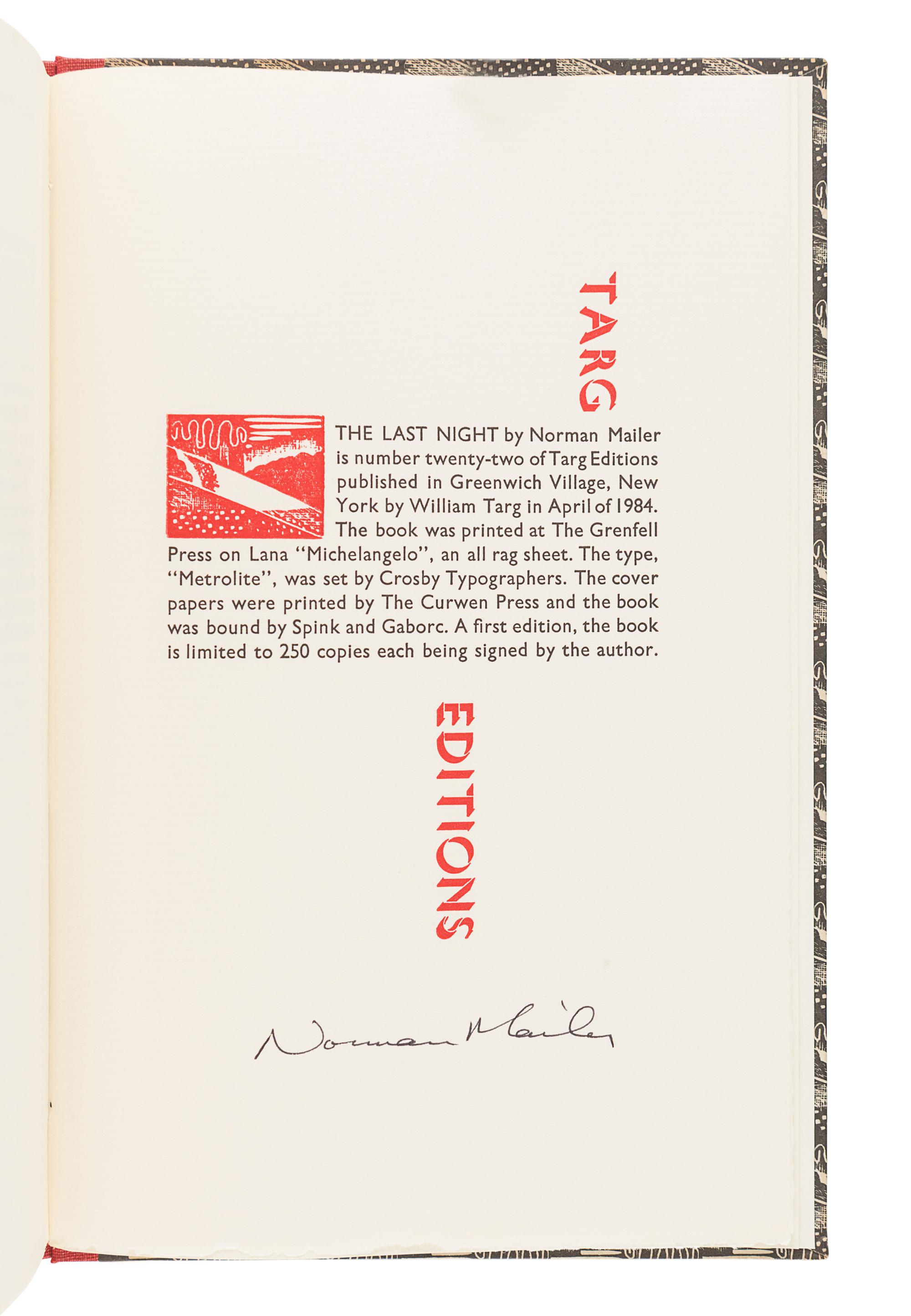 [MAILER, Norman (1923-2007)]. A group of 5 FIRST EDITIONS, comprising: