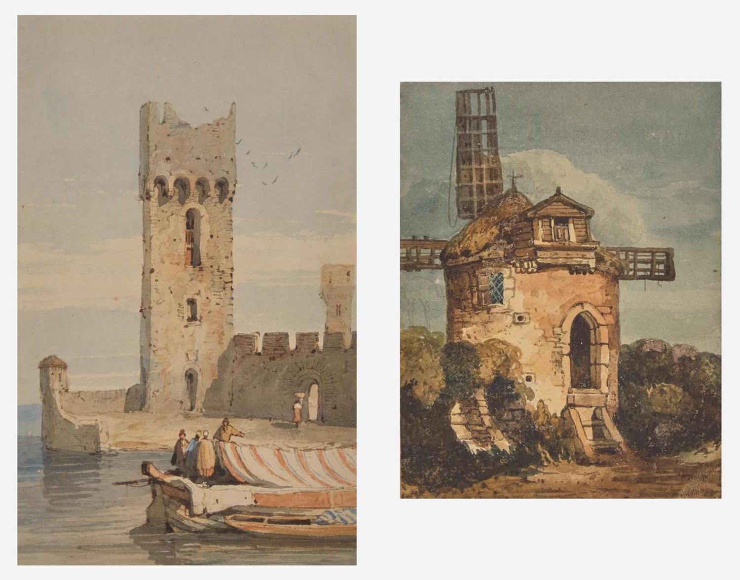Samuel Prout (British, 1783–1852) - Harbor Tower; together with Windmill in a Landscape (Two Works)