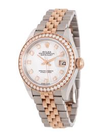 ROLEX. REF. 279381 STAINLESS STEEL, 18K ROSE GOLD, AND DIAMOND 'DATEJUST' WATCH
