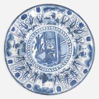 A large Chinese blue and white "Kraak" porcelain dish 青花克拉克大盘 17th century ????