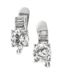 A Pair of White Gold and Diamond Earrings, 2.20 dwts.