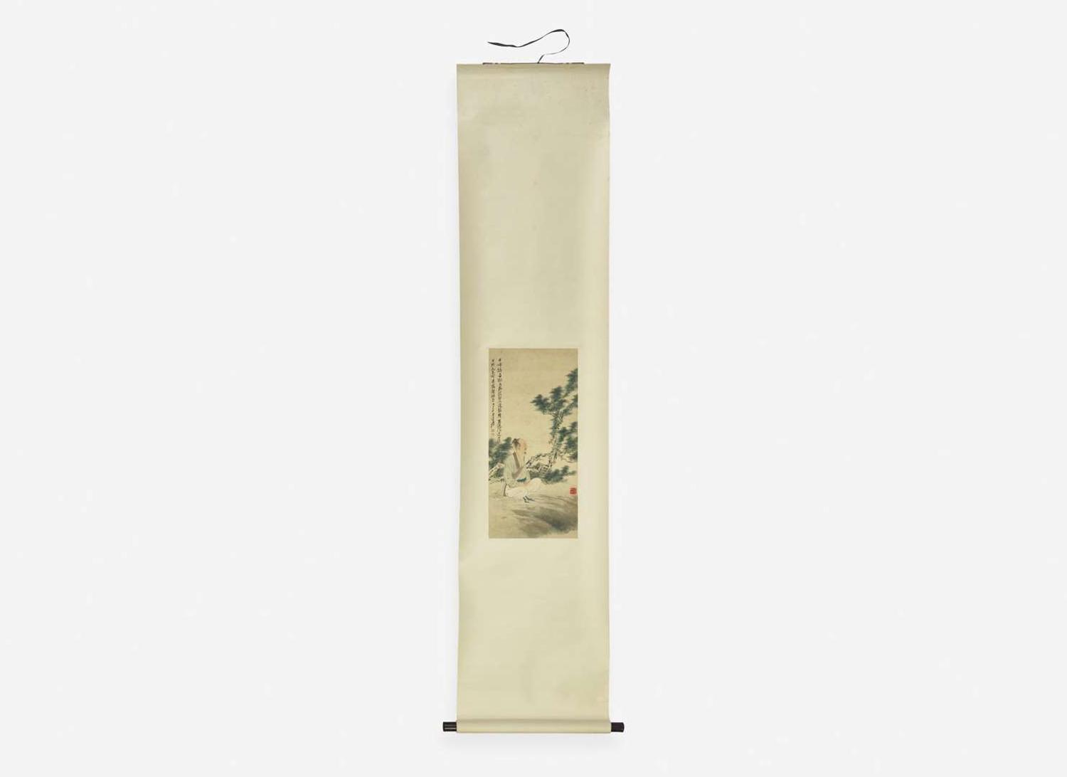 Zhang Daqian (Chinese, 1899-1983) Scholar Meditating in a Landscape, 1948 張大千（1899-1983）高士靜思圖 1948