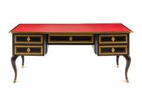 A Régence Style Gilt Bronze-Mounted Ebonized Bureau Plat