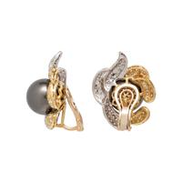 CULTURED TAHITIAN PEARL AND DIAMOND CLIP EARRINGS