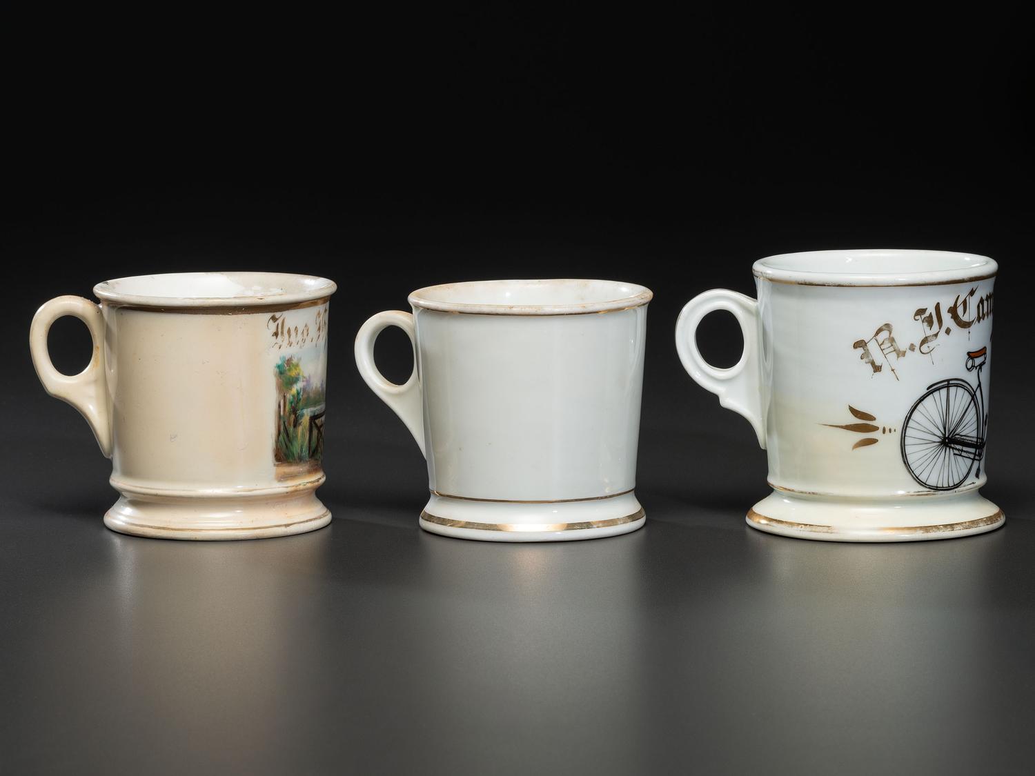 Three Bicycle Shaving Mugs