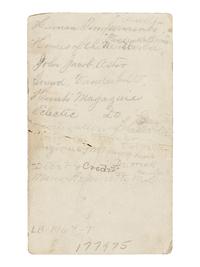 [LINCOLN-JOHNSON CAMPAIGN]. A satirical business card for Abraham Lincoln. Presumably printed by the Democratic National Committee. 1864.
