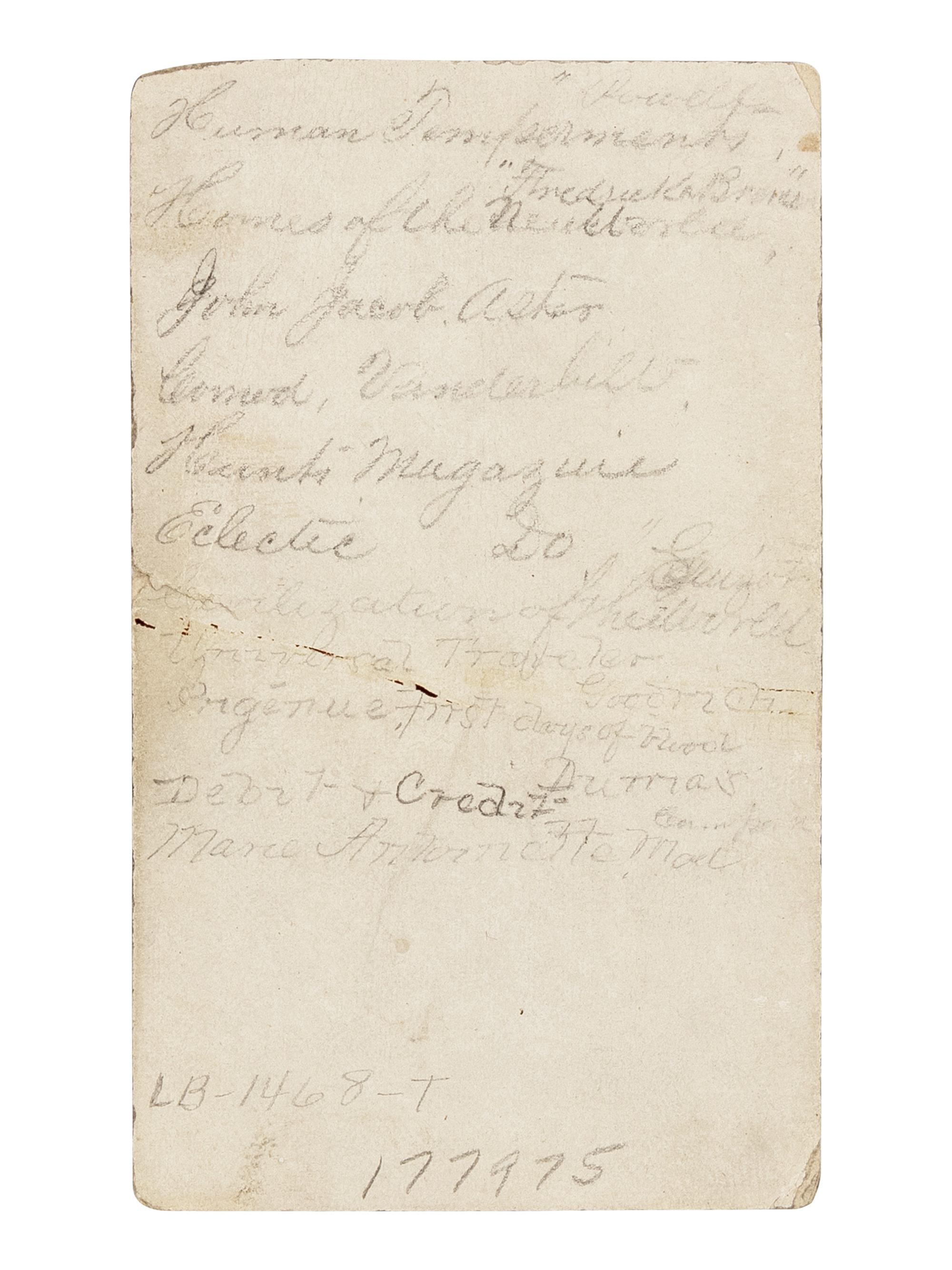 [LINCOLN-JOHNSON CAMPAIGN]. A satirical business card for Abraham Lincoln. Presumably printed by the Democratic National Committee. 1864.