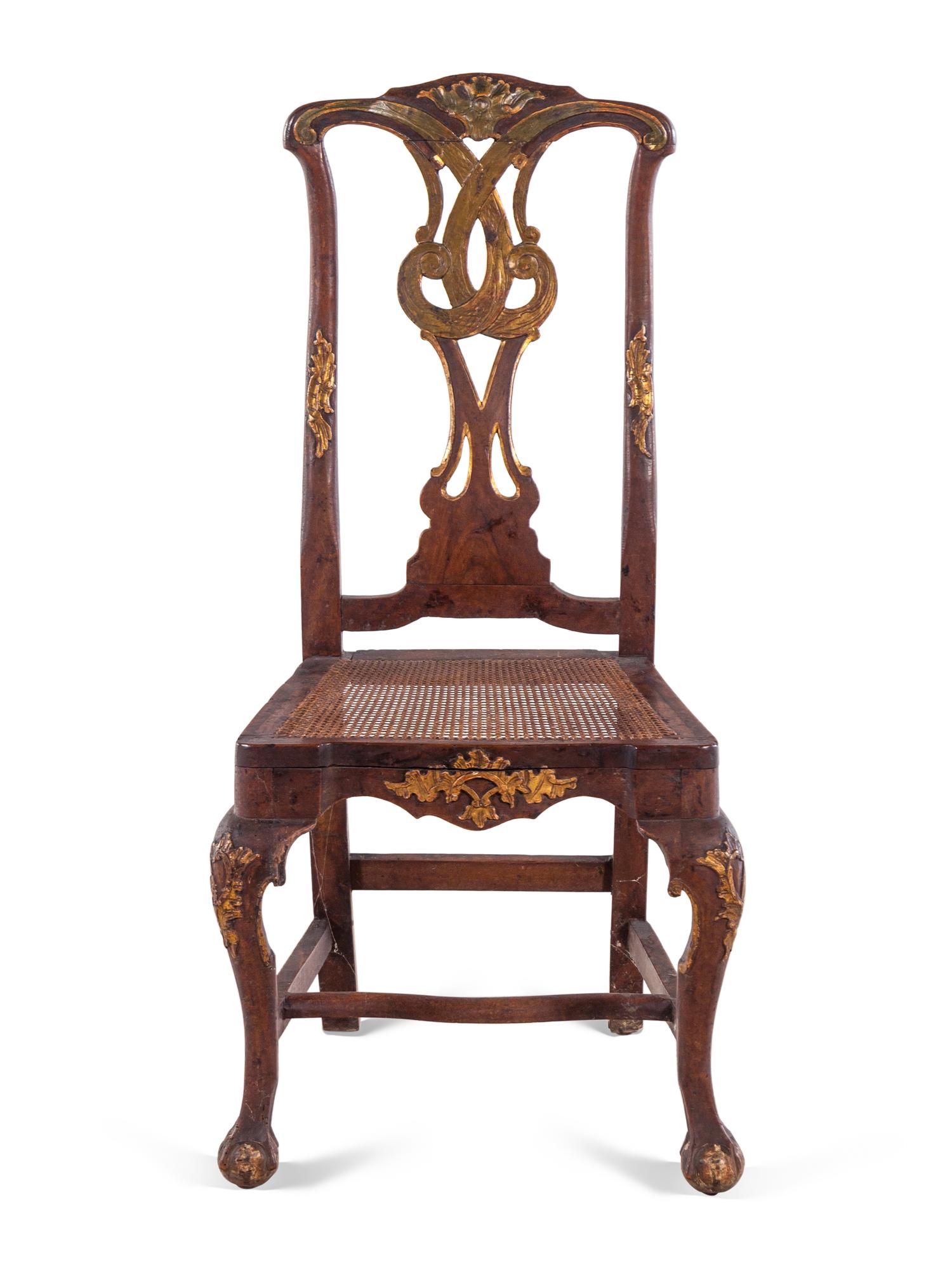 An Italian Painted and Parcel Gilt Side Chair