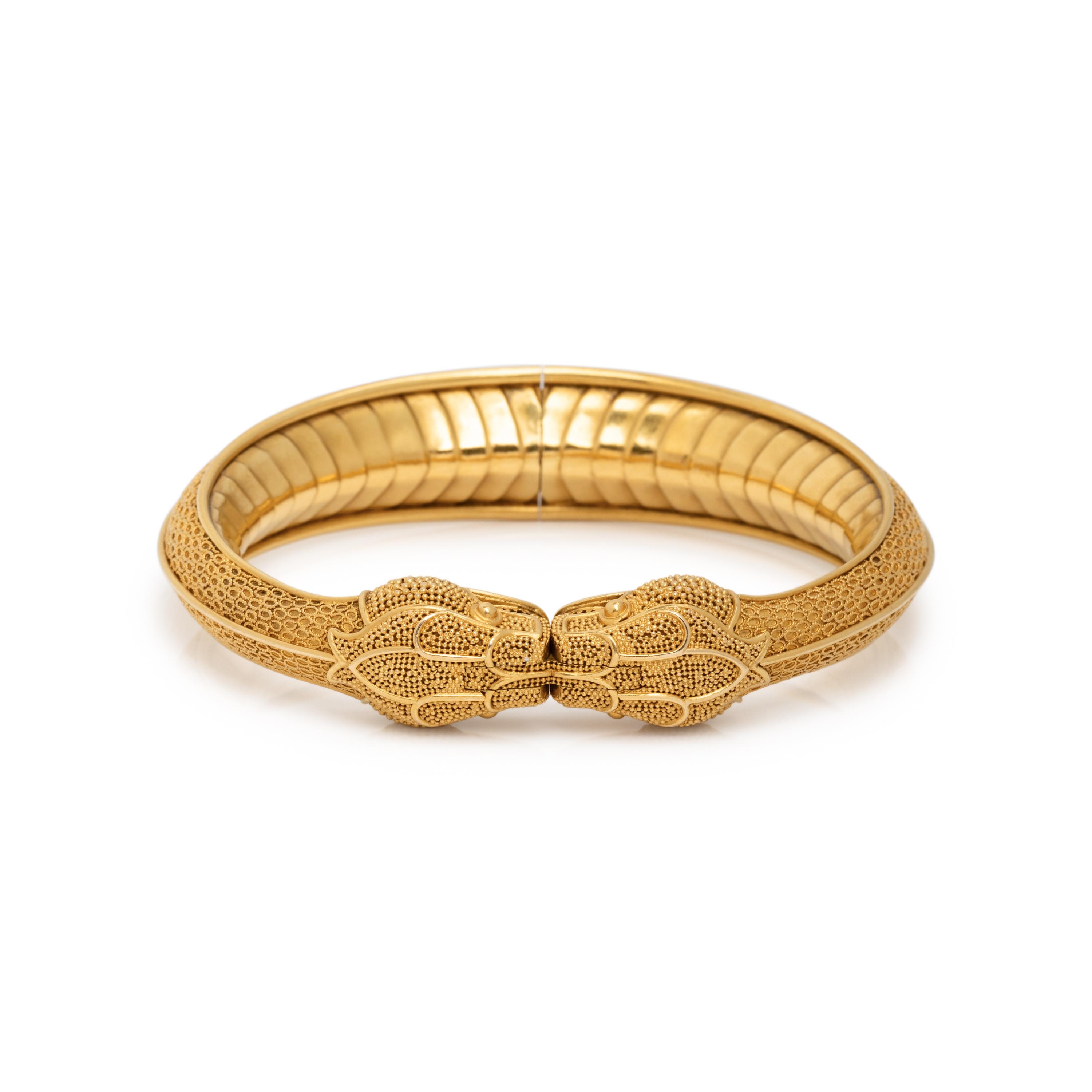 REVIVALIST, HIGH KARAT GOLD SERPENT BANGLE BRACELET