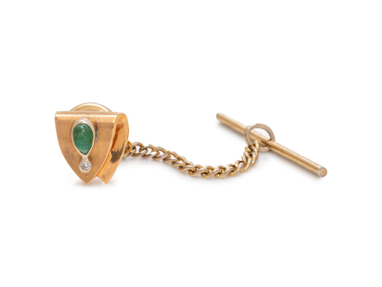 EMERALD AND DIAMOND TIE PIN