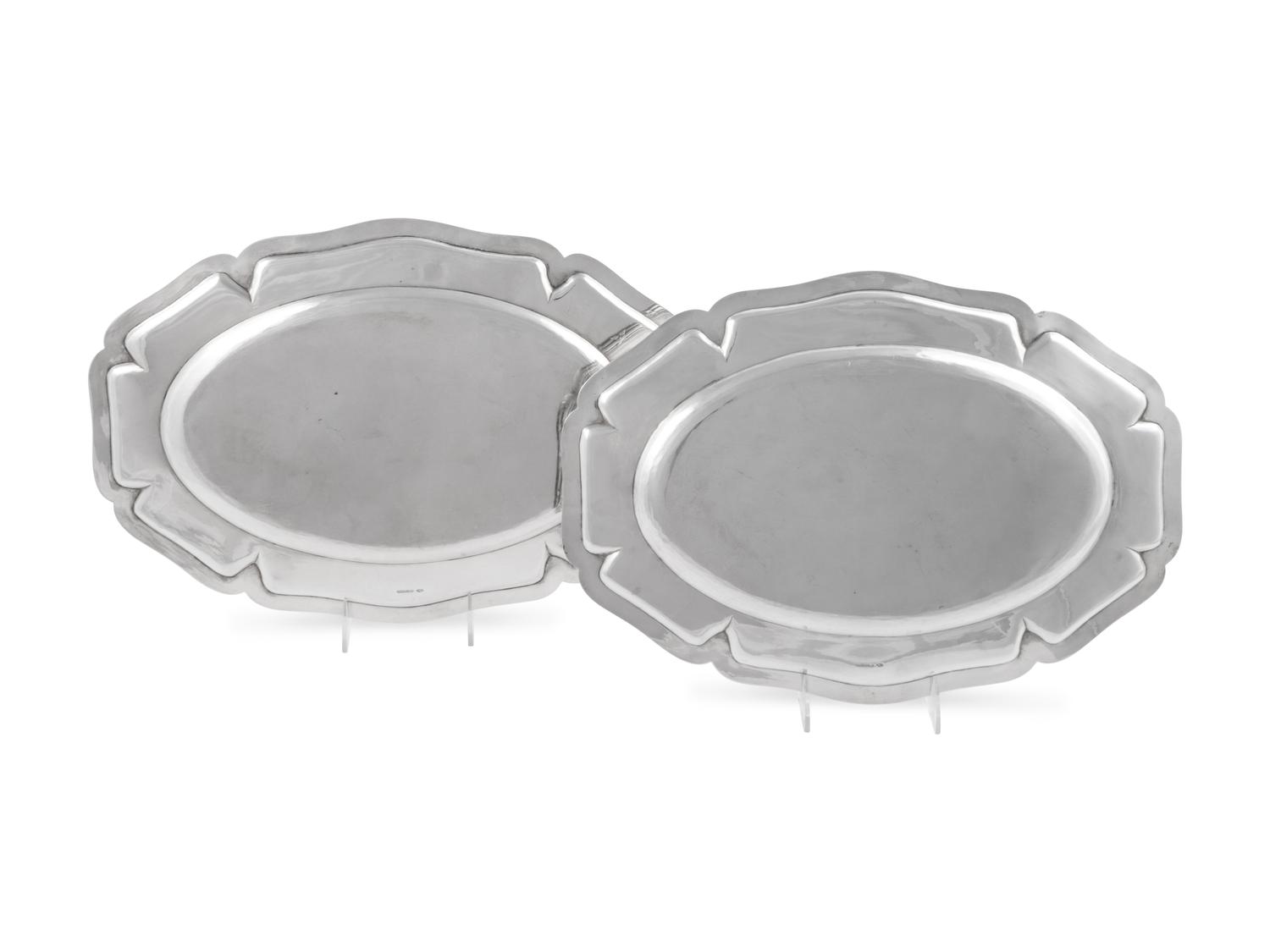 A Pair of Russian Silver Serving Platters