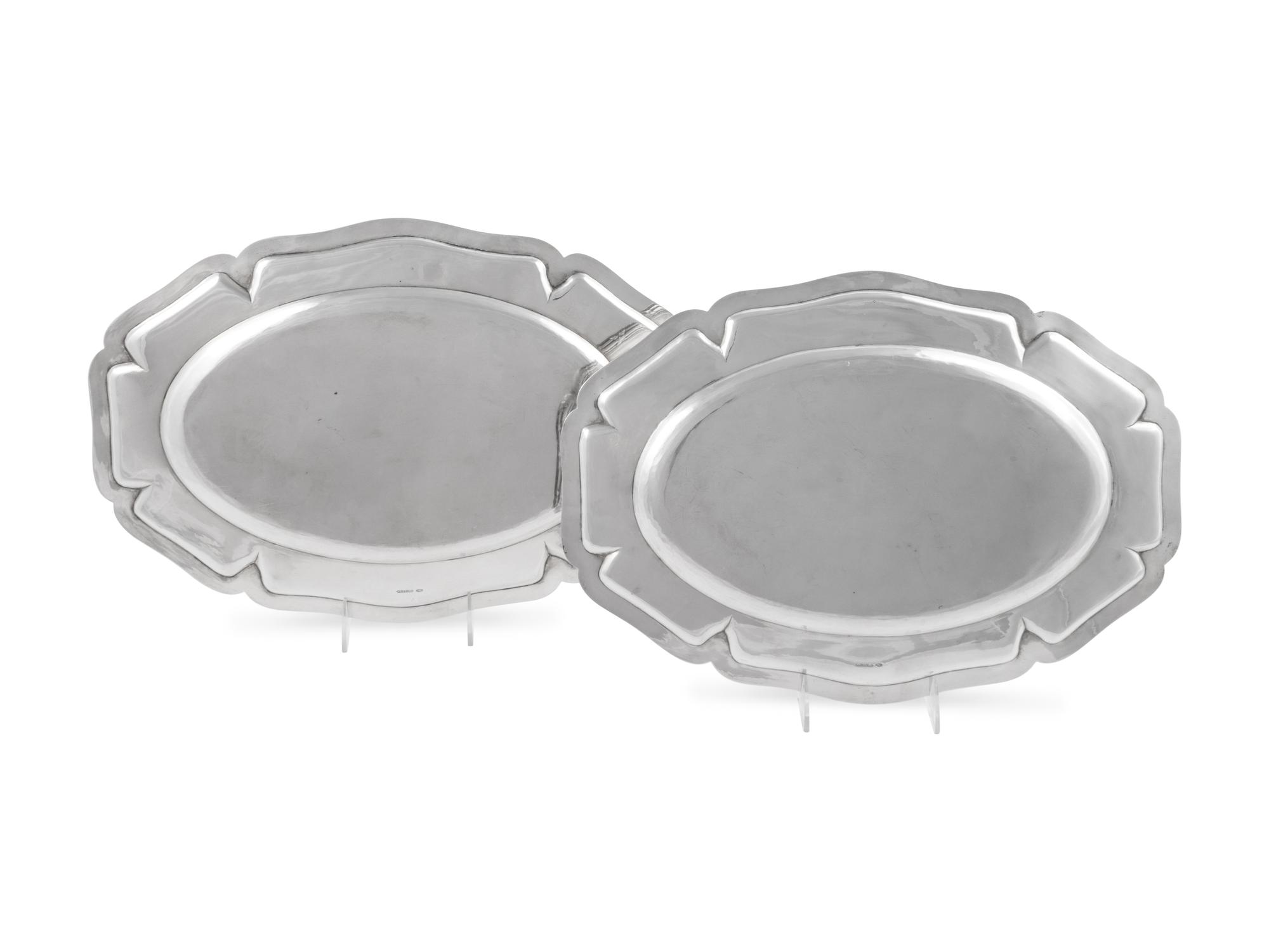 A Pair of Russian Silver Serving Platters
