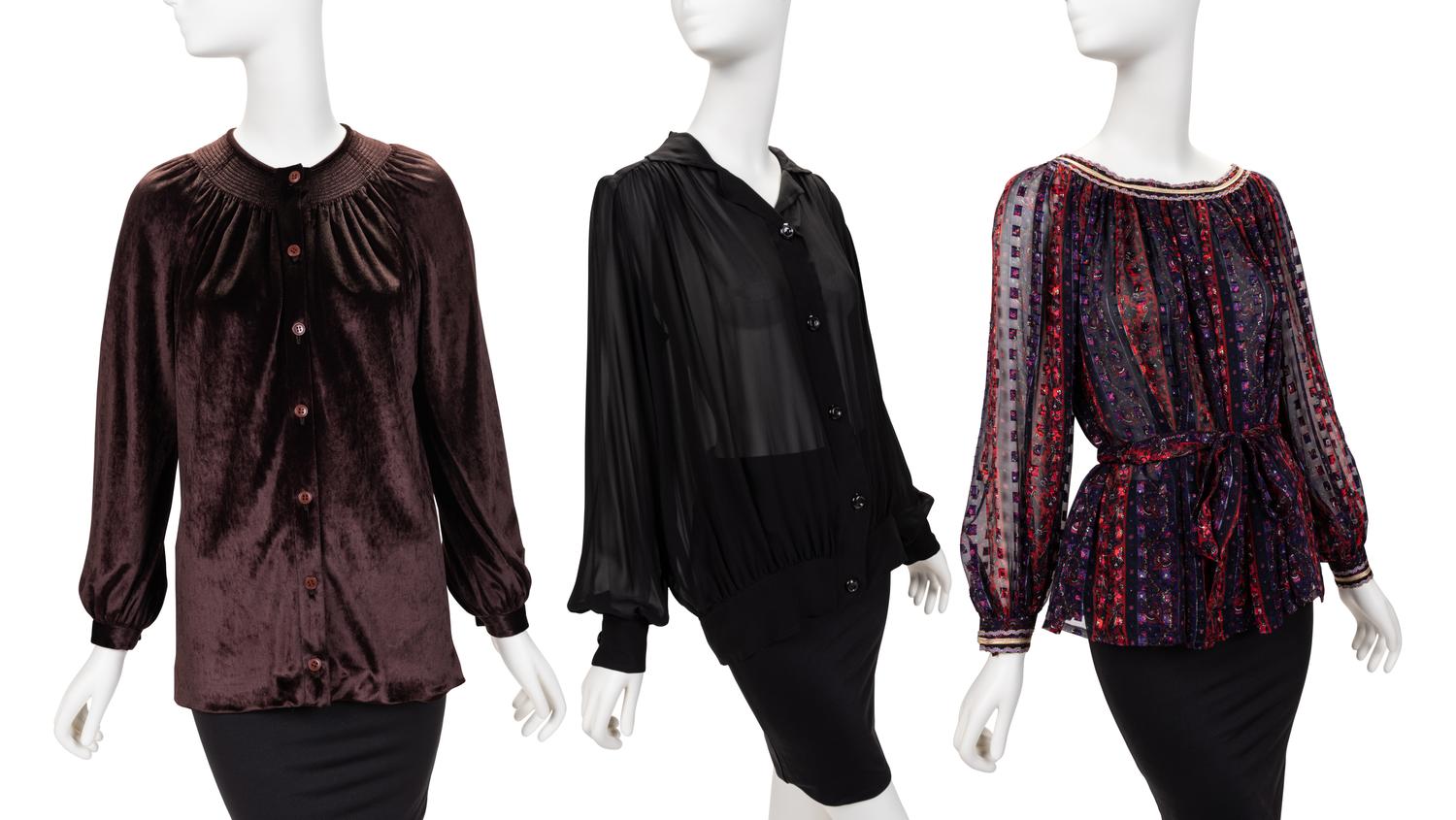 Three Designer Tops: One Yves Saint Laurent, One Calvin Klein, One Ungaro, 1970-90s