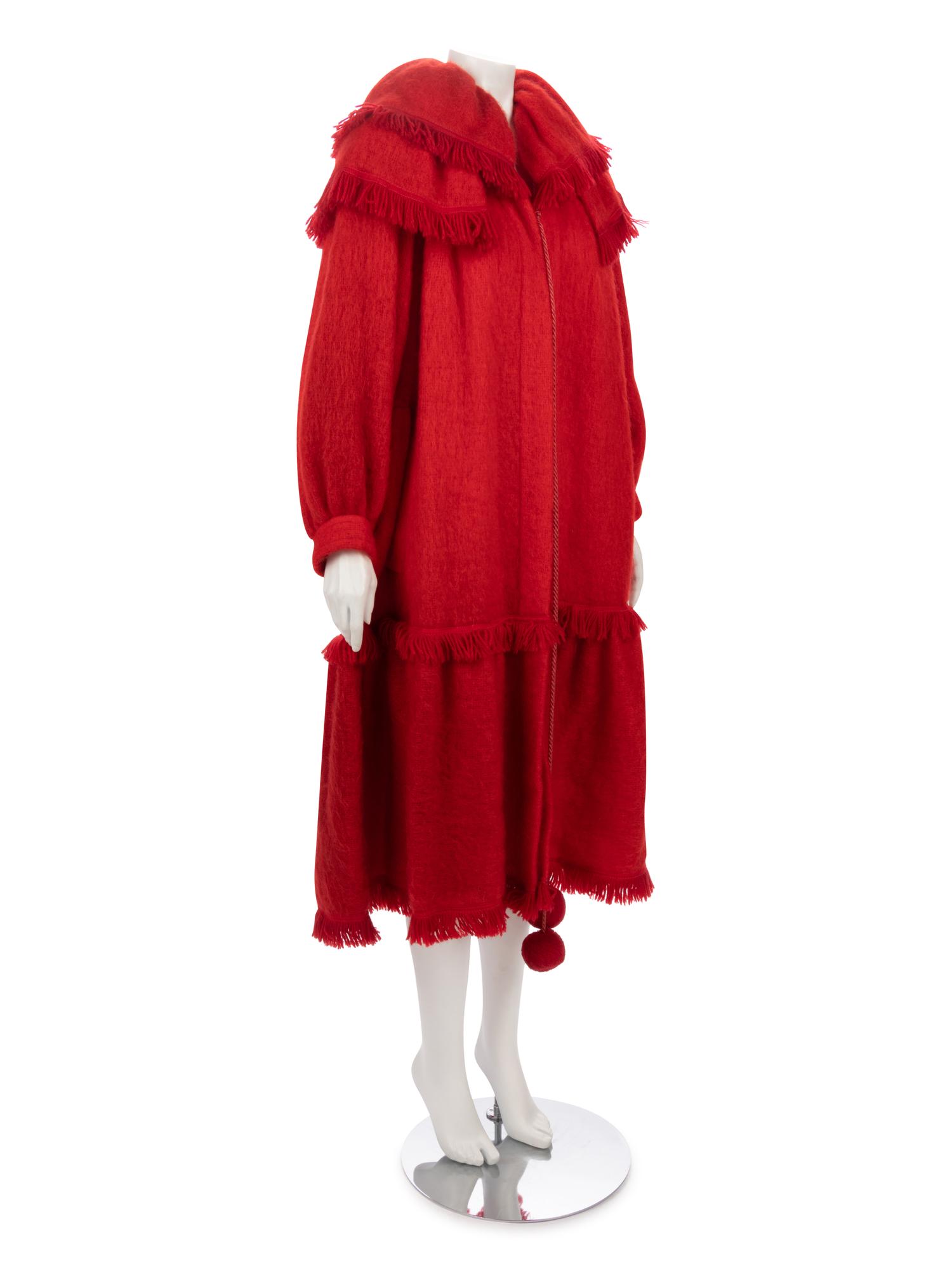Saint Laurent Rive Gauche Red Coat, 1970-1980s