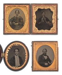 [EARLY PHOTOGRAPHY]. 57 sixth and ninth plate ambrotypes and tintypes of men and women.