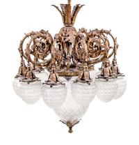 A French Gilt Bronze and Glass Globular Chandelier