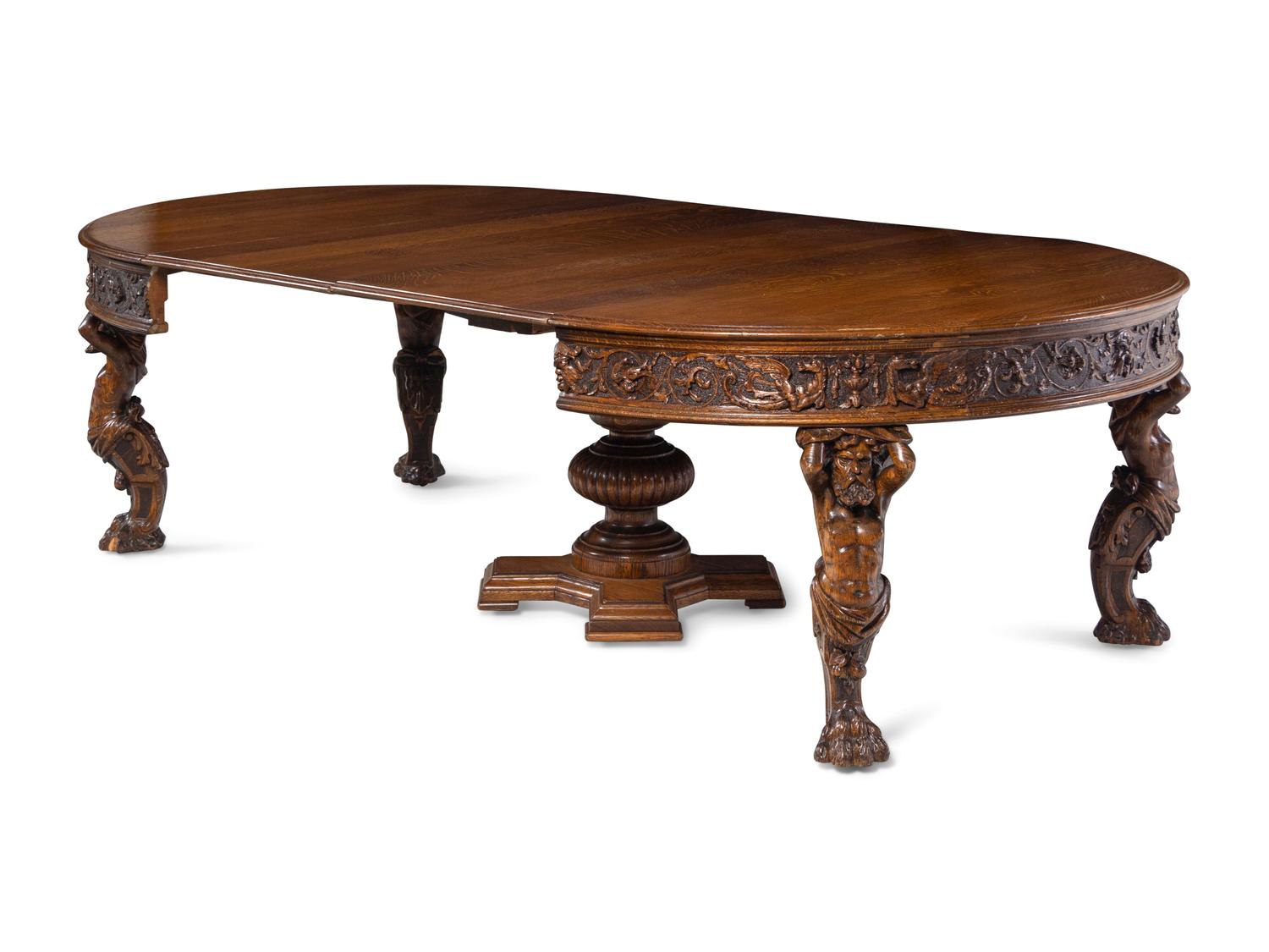 An R.J. Horner Carved Oak Man of the Mountain Dining Table