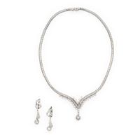 Diamond and White Gold Necklace and Earrings