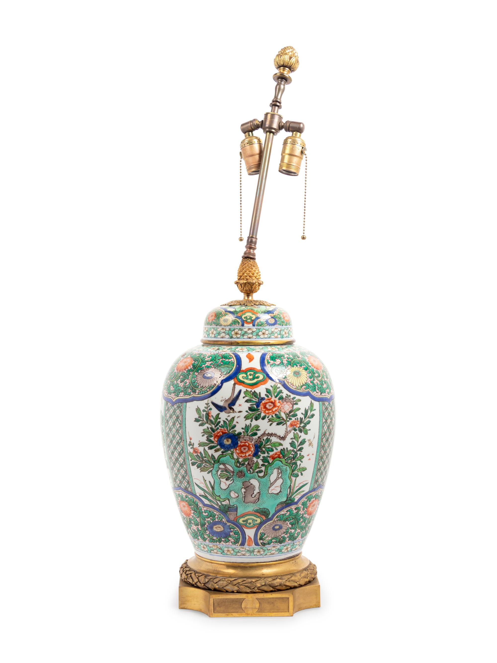 A Chinese Export Famille Verte Porcelain Covered Jar