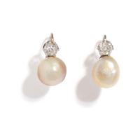 NATURAL PEARL AND DIAMOND EARRINGS