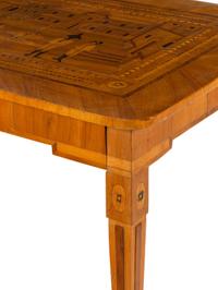 A German Fruitwood Crossbanded and Marquetry Side Table