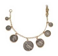 YELLOW GOLD AND SILVER COIN BRACELET