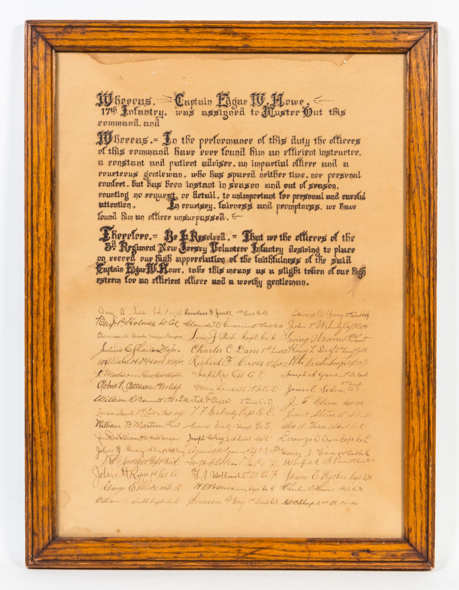 Two Military Related Documents Height of first 22 1/4 x width 16 3/4 inches overall.