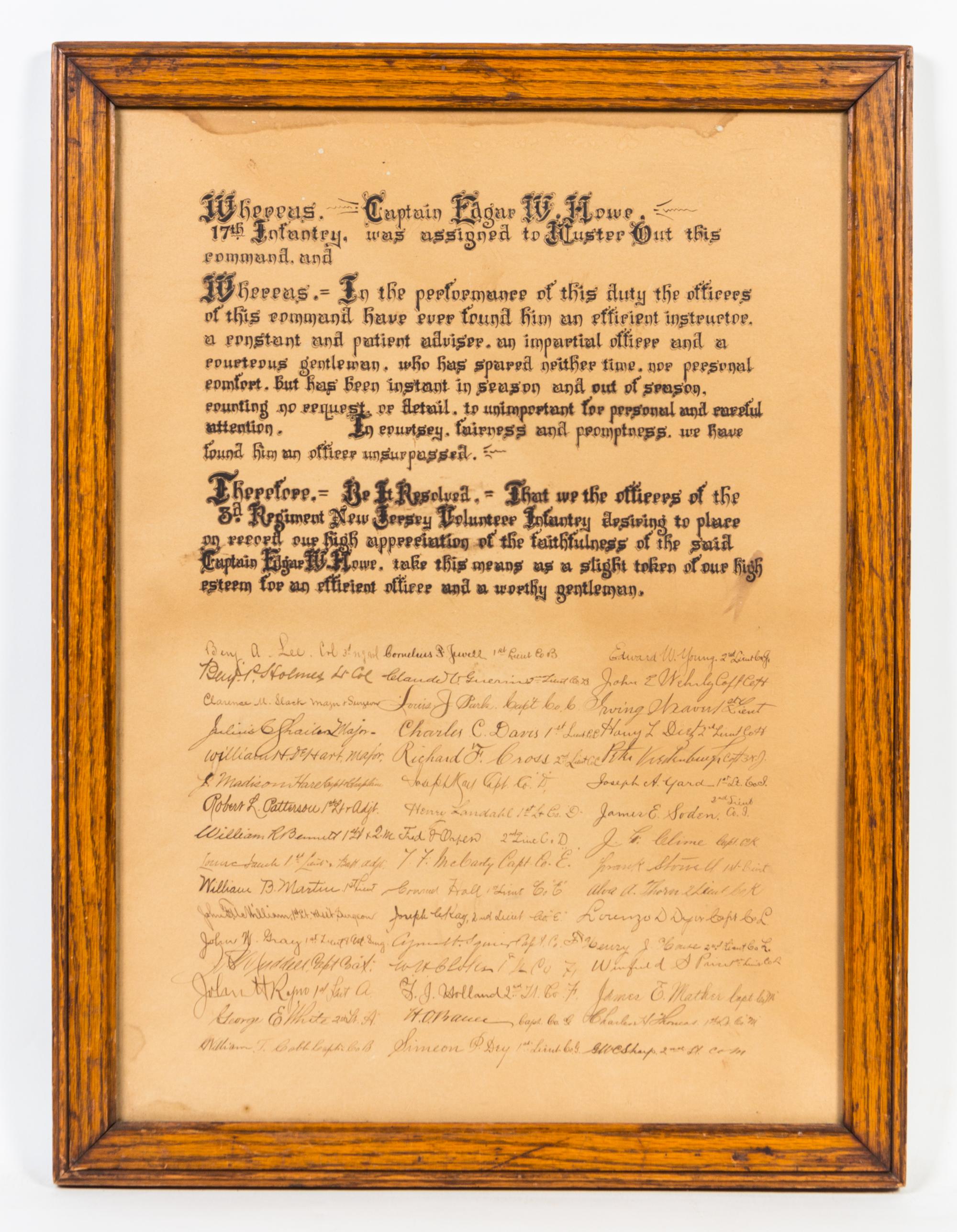 Two Military Related Documents Height of first 22 1/4 x width 16 3/4 inches overall.