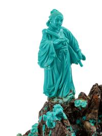 A Chinese Export Carved Turquoise Figural Group