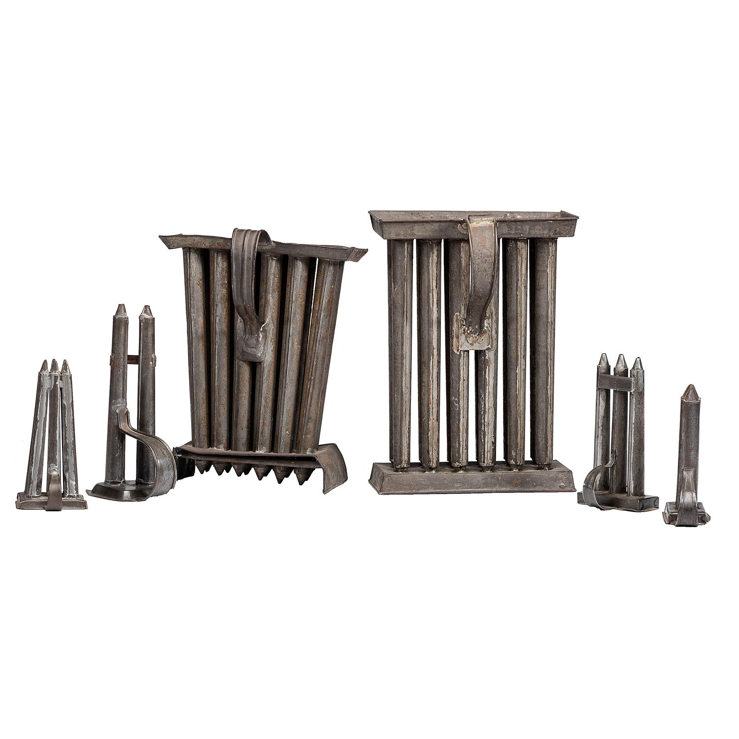 Six Tin Candle Molds