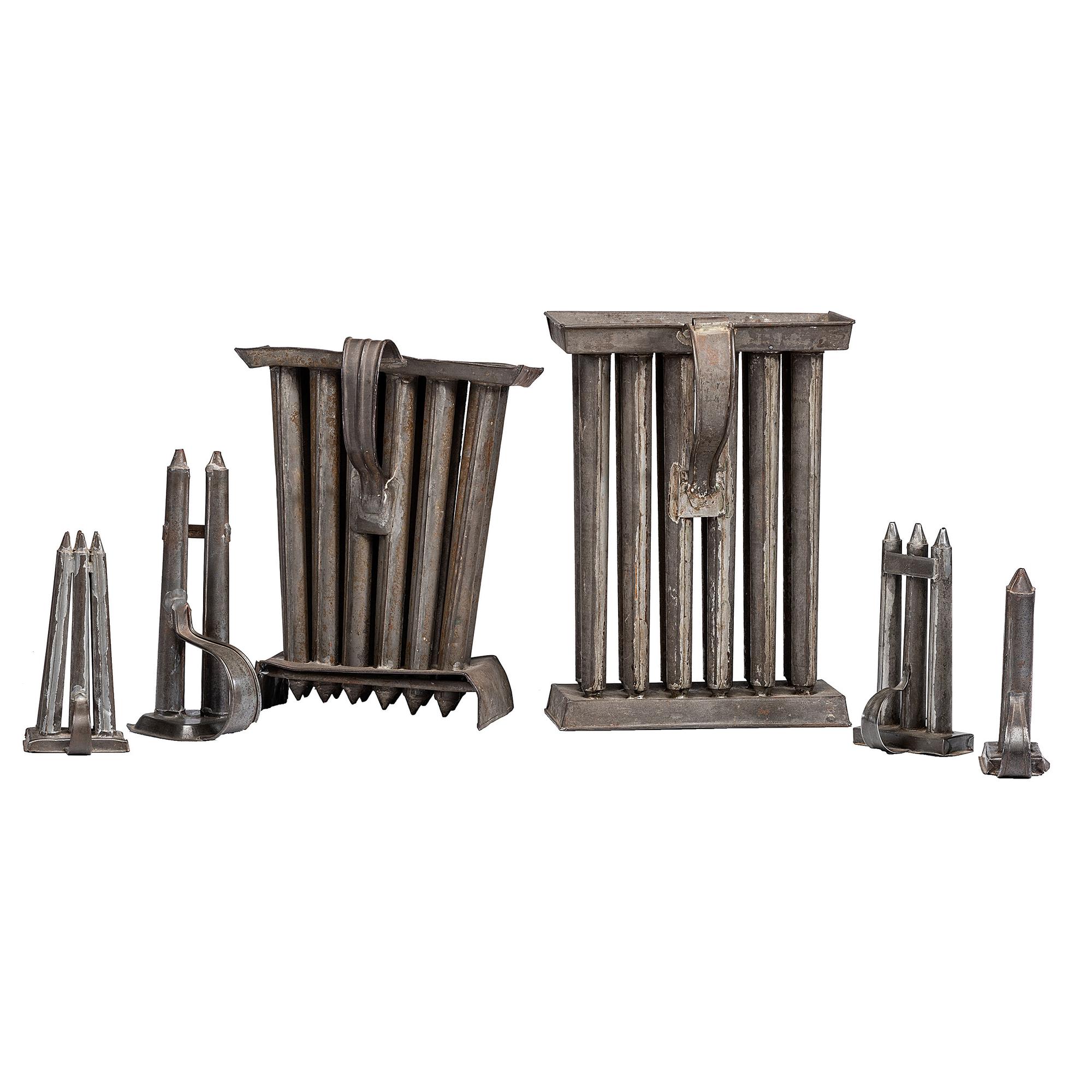 Six Tin Candle Molds