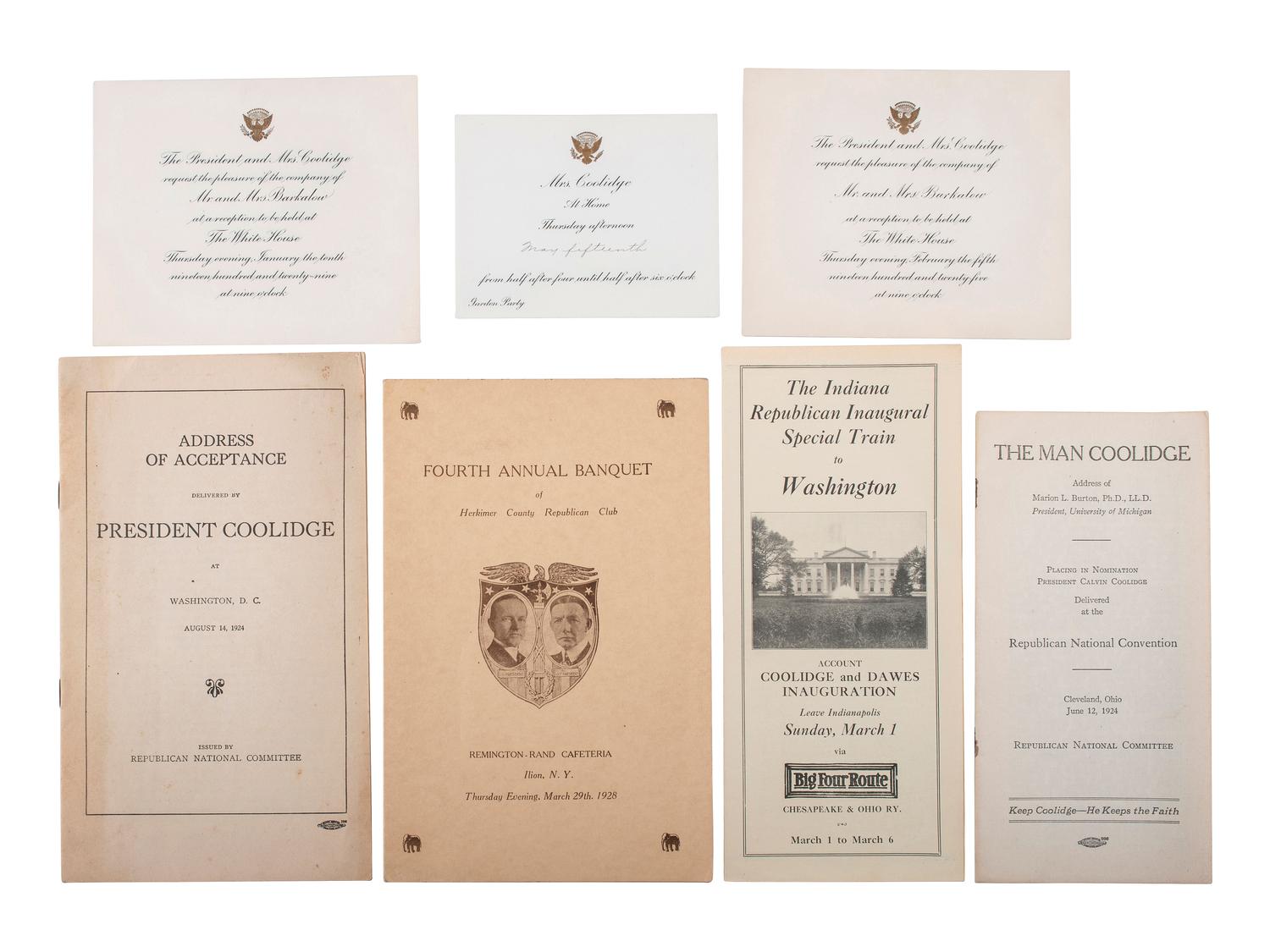 [COOLIDGE, Calvin (1872-1933)]. A group of pamphlets and ephemera from the 1924 election.