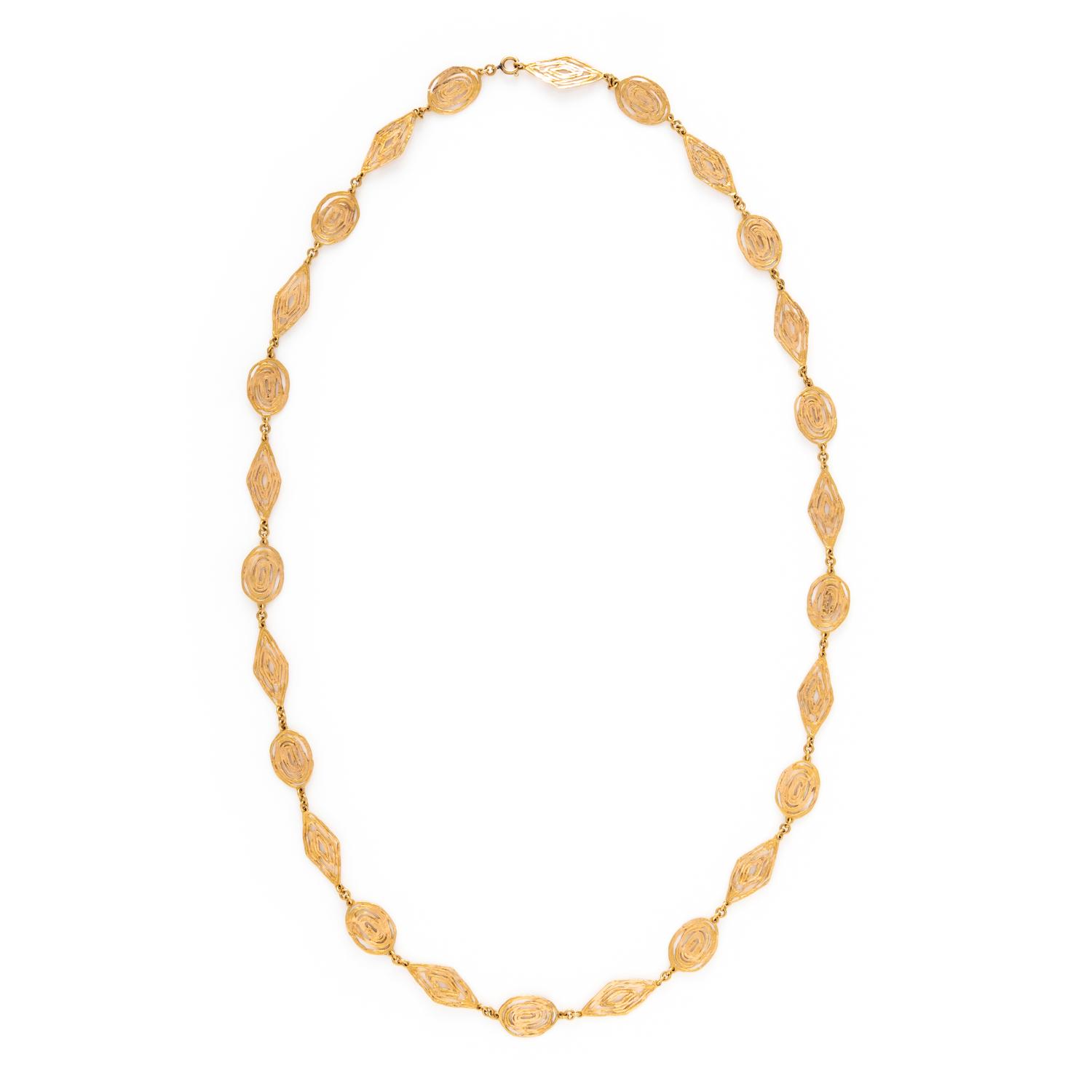 Italian, Yellow Gold Fancy Link Chain Necklace