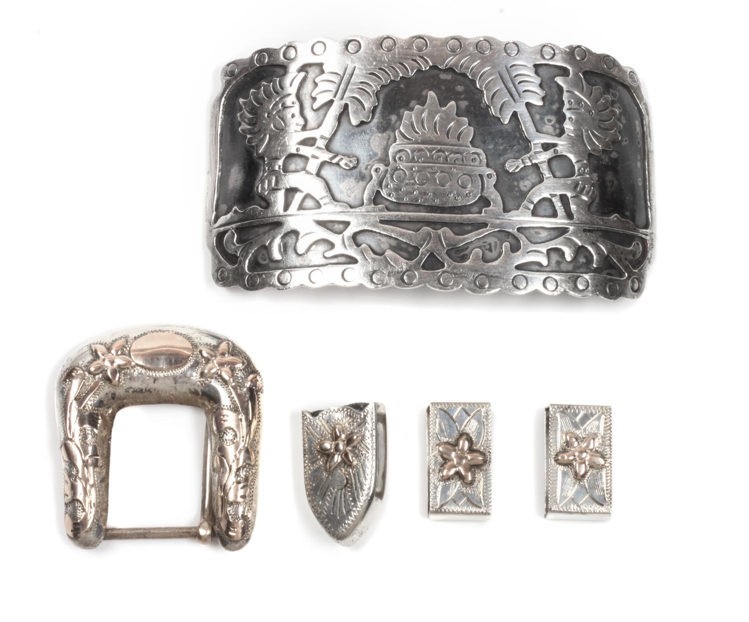 Southwestern Silver Belt Buckle Height of buckle 2 x width 3 4/ inches