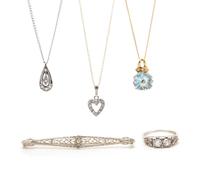 A Collection of Gold, Diamond and Colored Gemstone Jewelry, 8.75 dwts