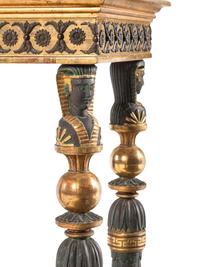 A Pair of Baltic Patinated Metal Mounted Painted and Parcel-Gilt Marble-Top Pedestals