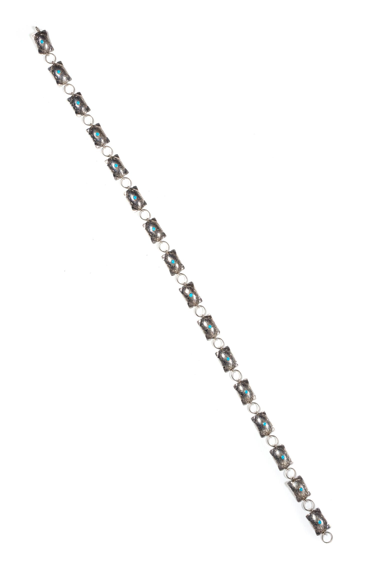 Silver and Turquoise Concho Belt Length 36 inches