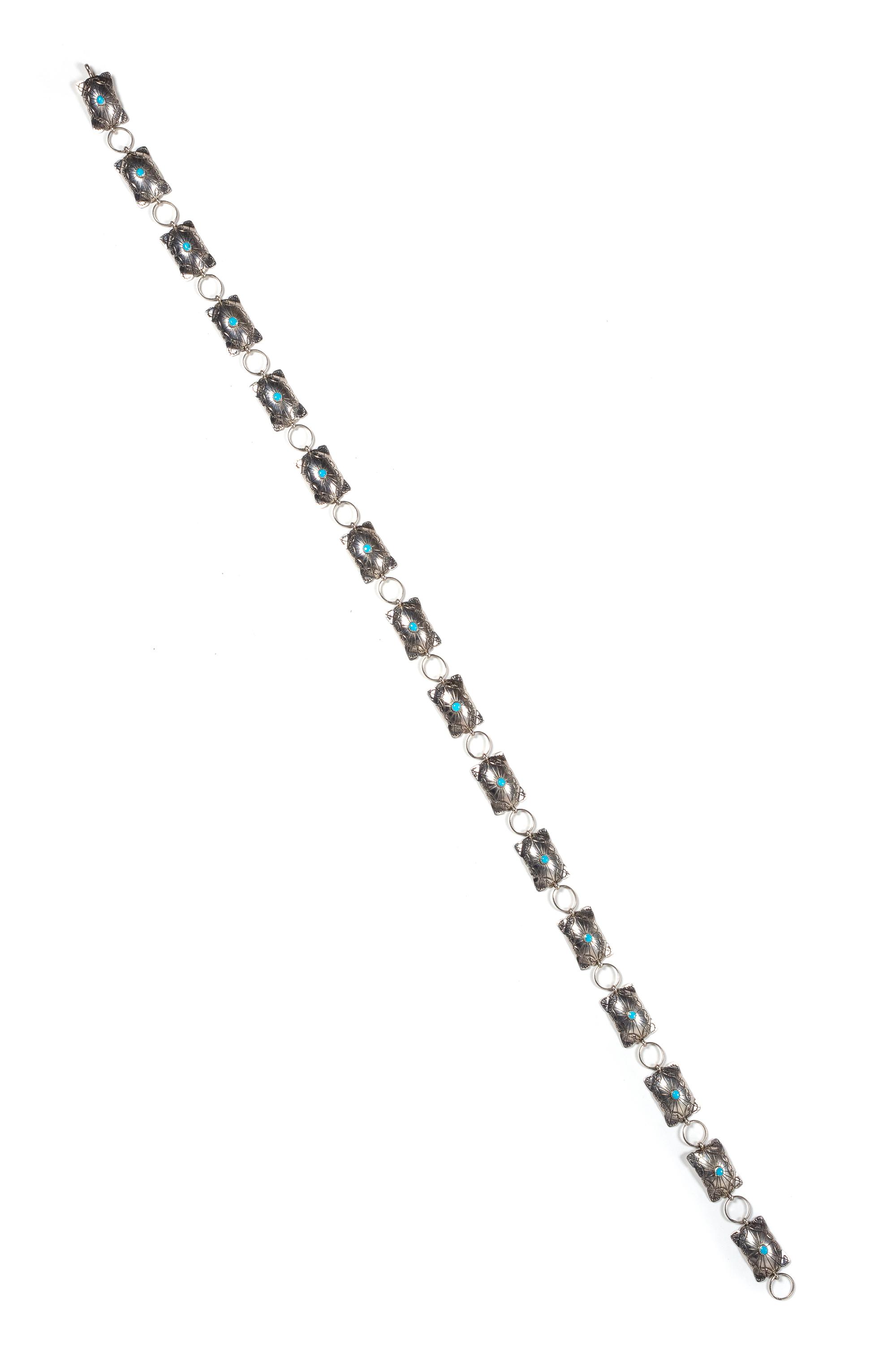 Silver and Turquoise Concho Belt Length 36 inches