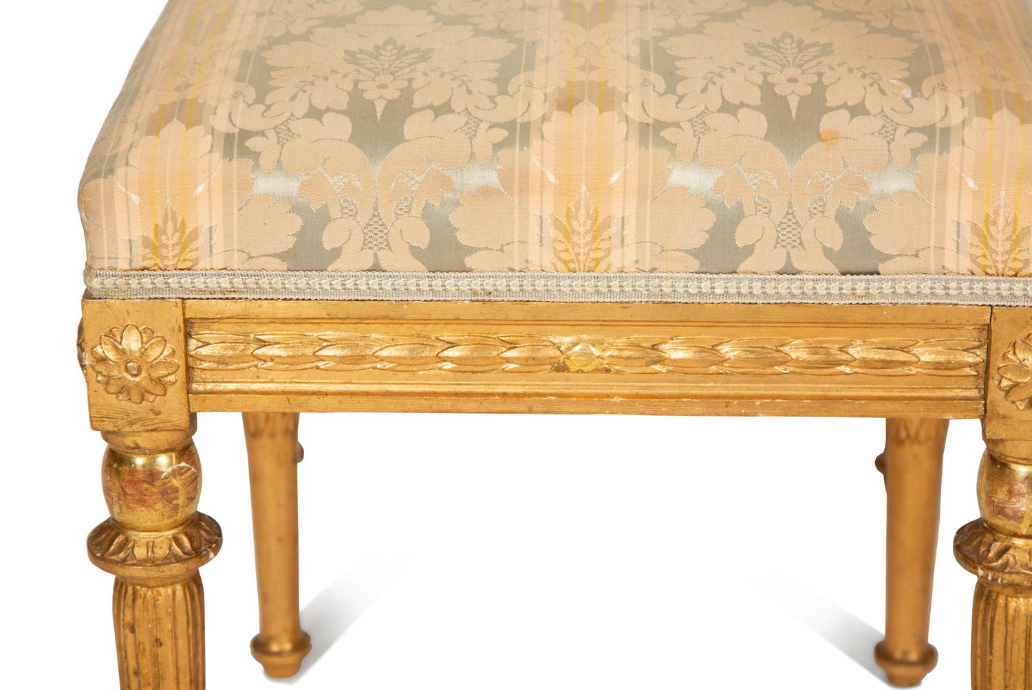 A Pair of Directoire Style Giltwood Side Chairs with Matching Tabourets — 20th Century