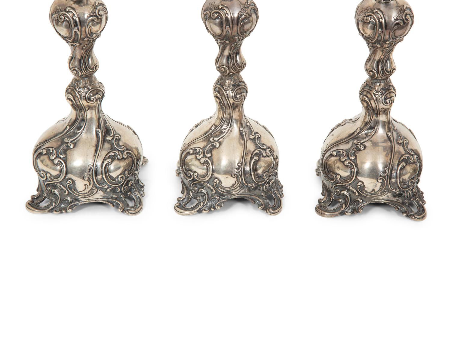 A Set of Four German Silver Candlesticks