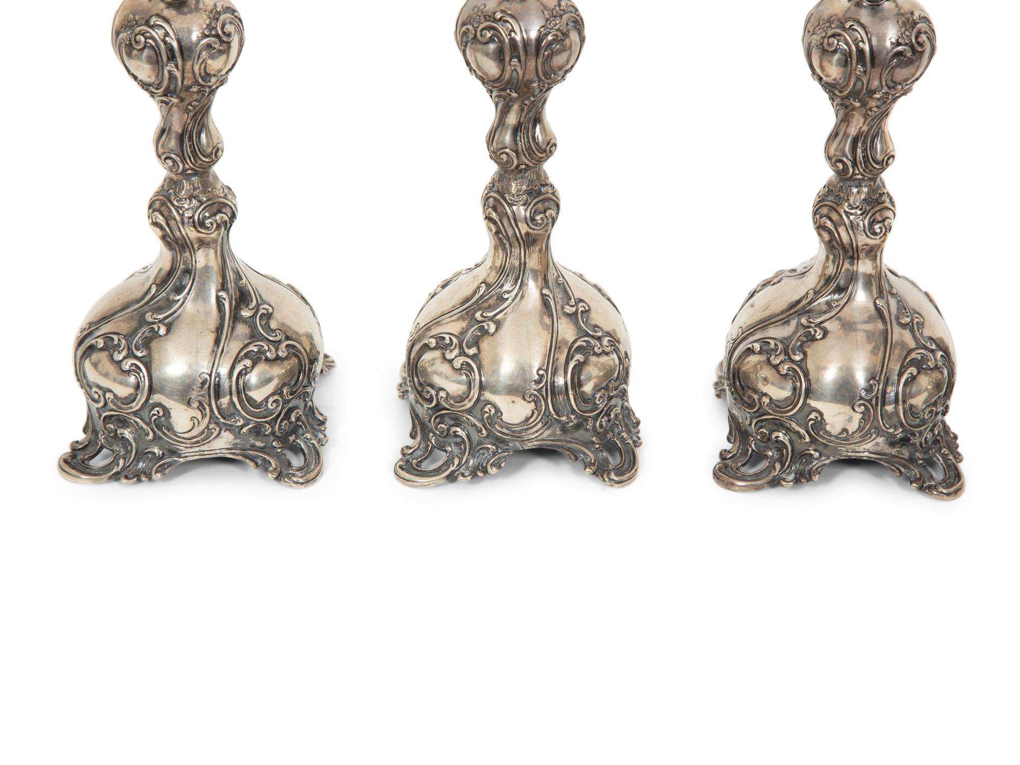 A Set of Four German Silver Candlesticks