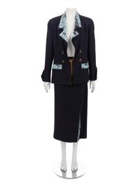 Chanel Dark Blue Houndstooth Skirt Suit, 1993