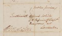WASHINGTON, George (1732-1799), President. Autograph free frank ("G:o Washington"), as Commander-in-Chief of the Continental Army. An address panel to "Lieutenant Colonel White, 4th Regiment Light Dragoons Lancaster" [Anthony Walton White], 10 February 1779.