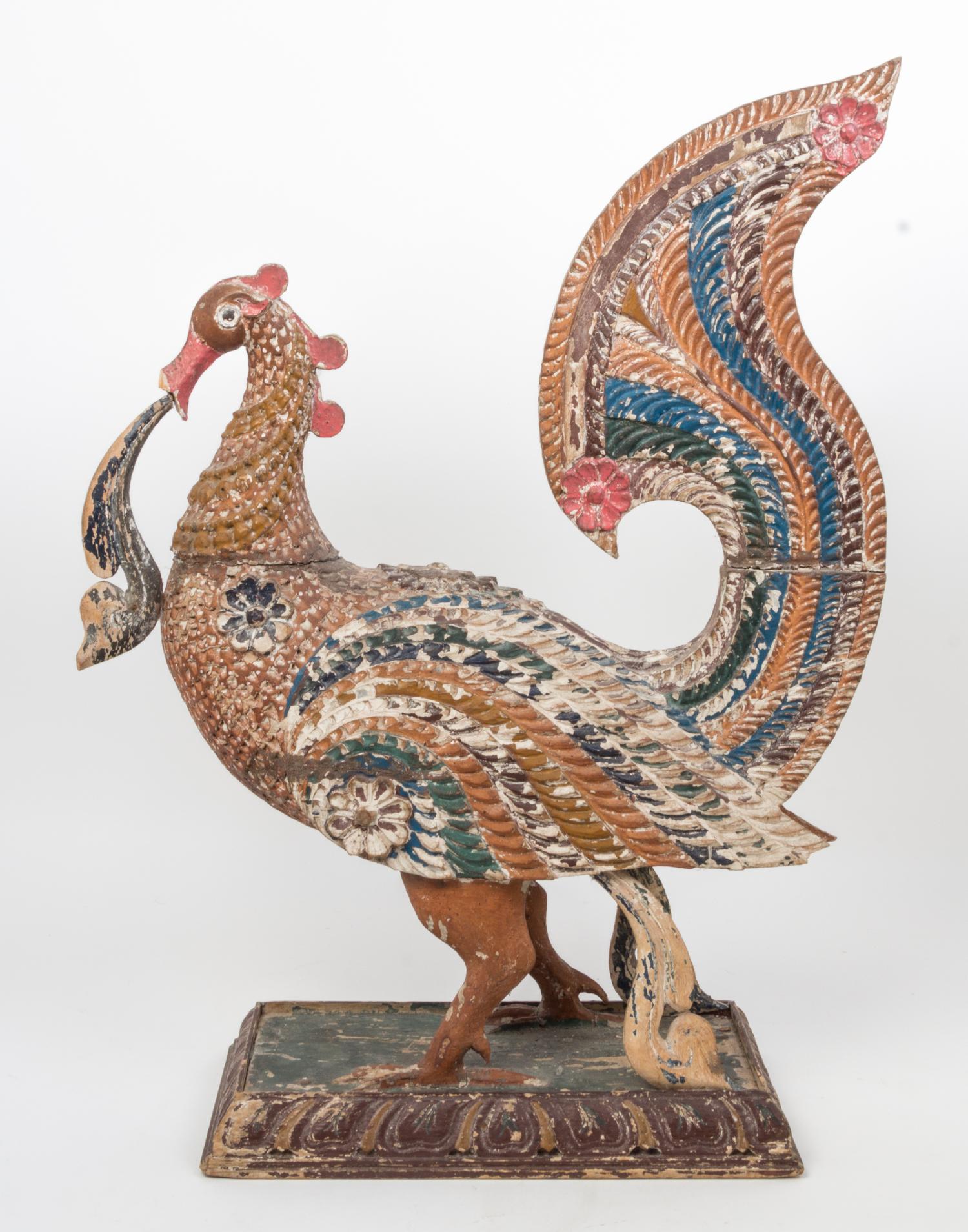 A Southeast Asian Carved Polychrome Figure Height 25 3/4 inches.