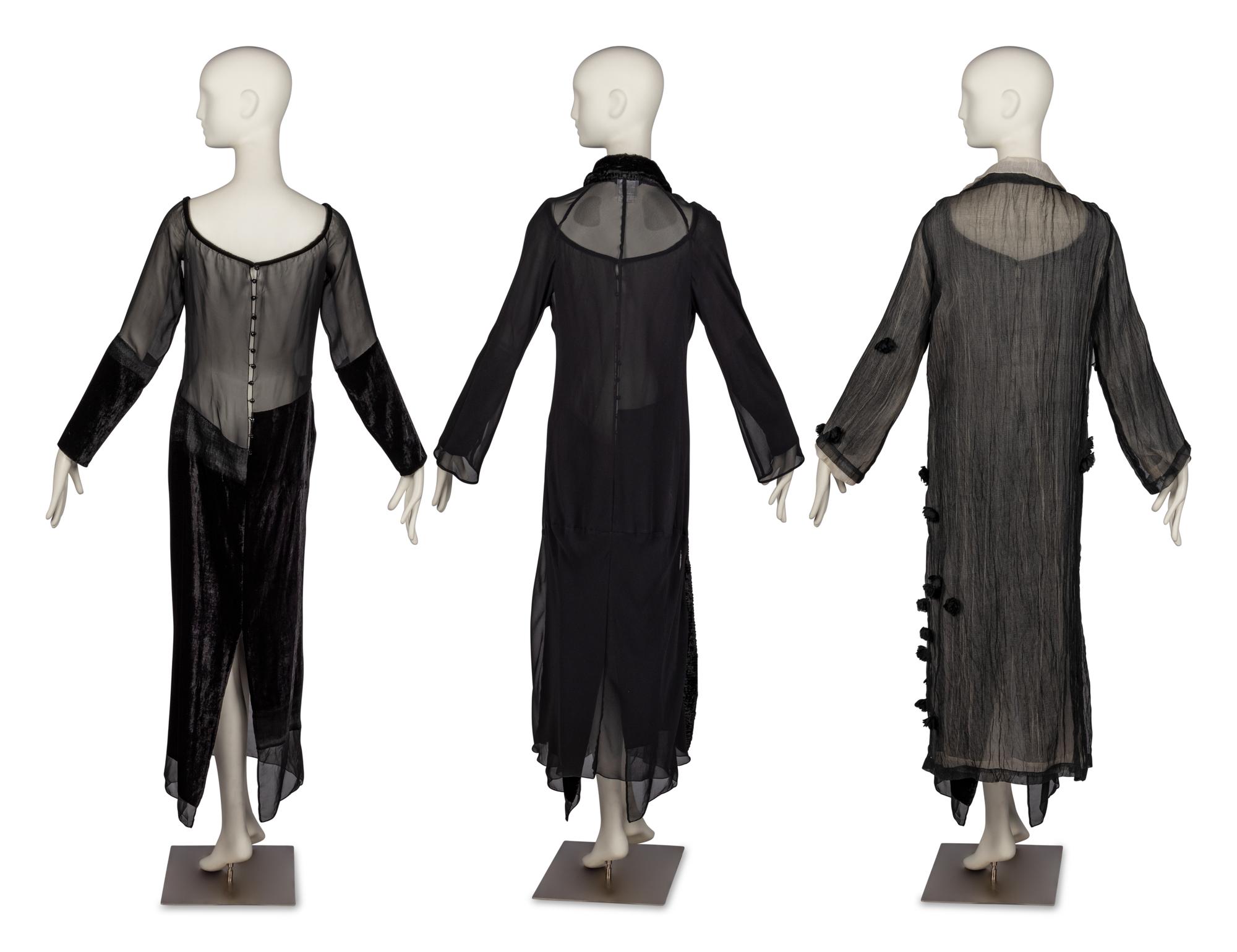 Yohji Yamamoto Jacket, One Comme des Garçons Jacket, and One Unmarked Dress
