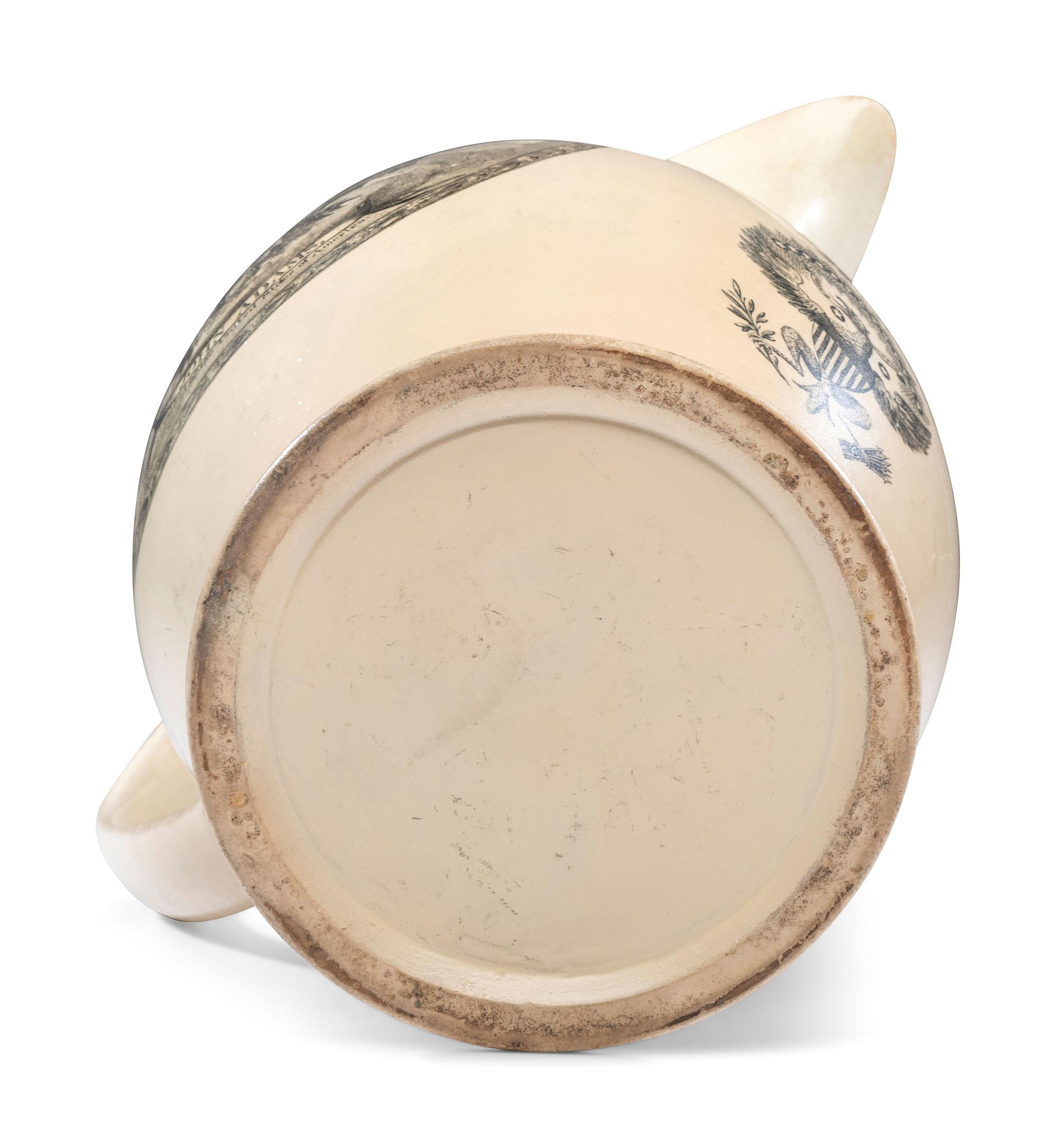 A Rare Liverpool Transfer-Printed Creamware 'John Adams' Pitcher