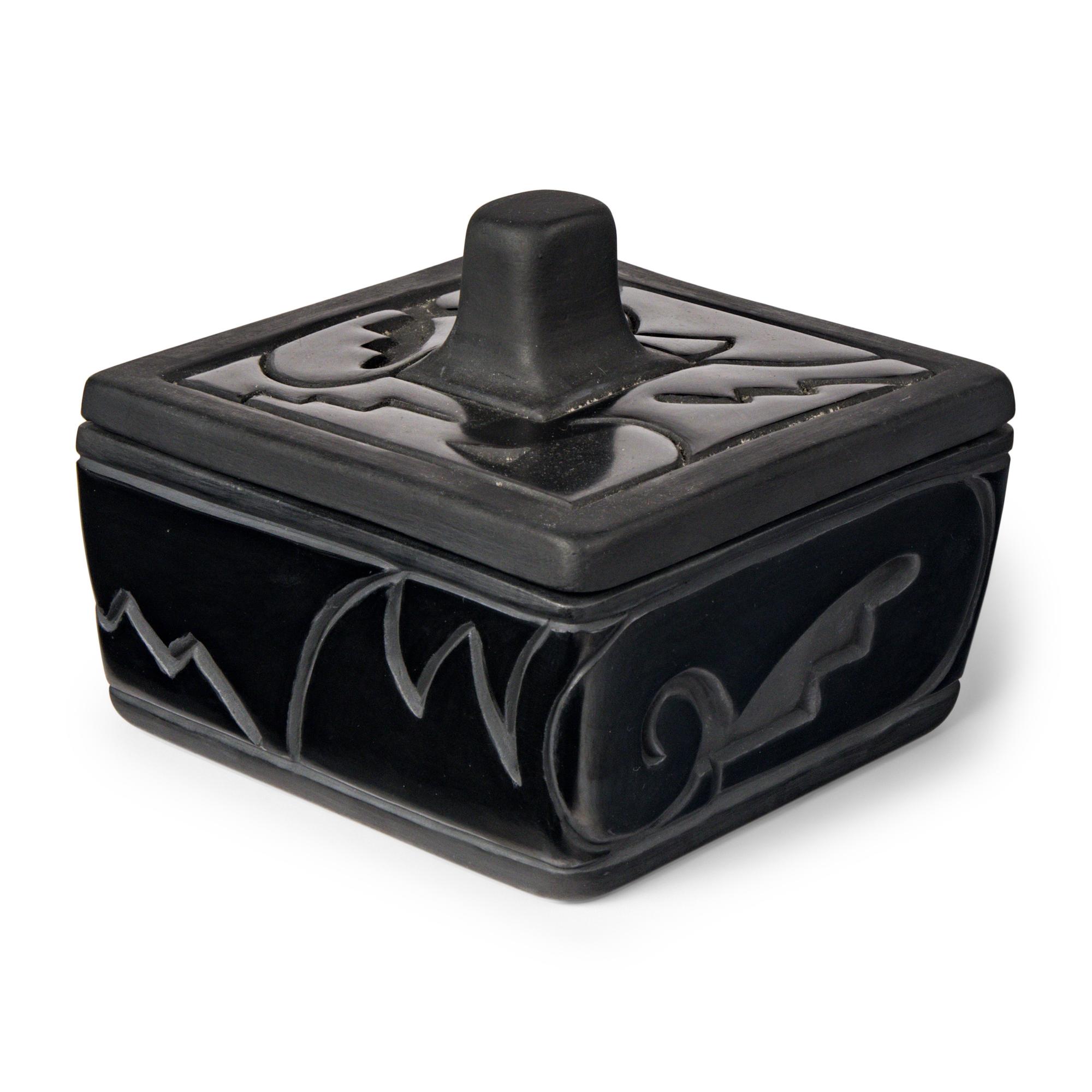 Santa Clara Blackware Lidded Pottery Container
