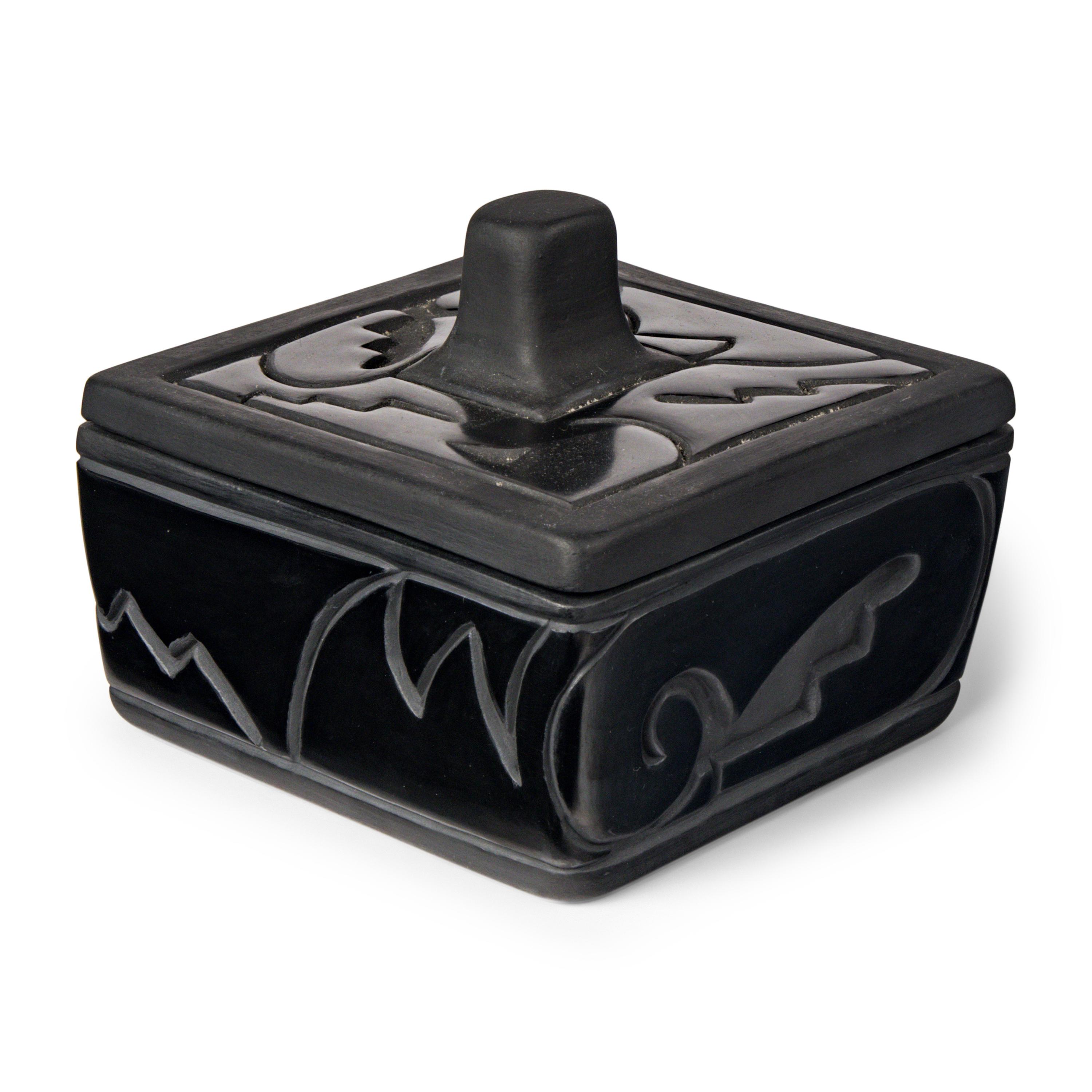 Santa Clara Blackware Lidded Pottery Container