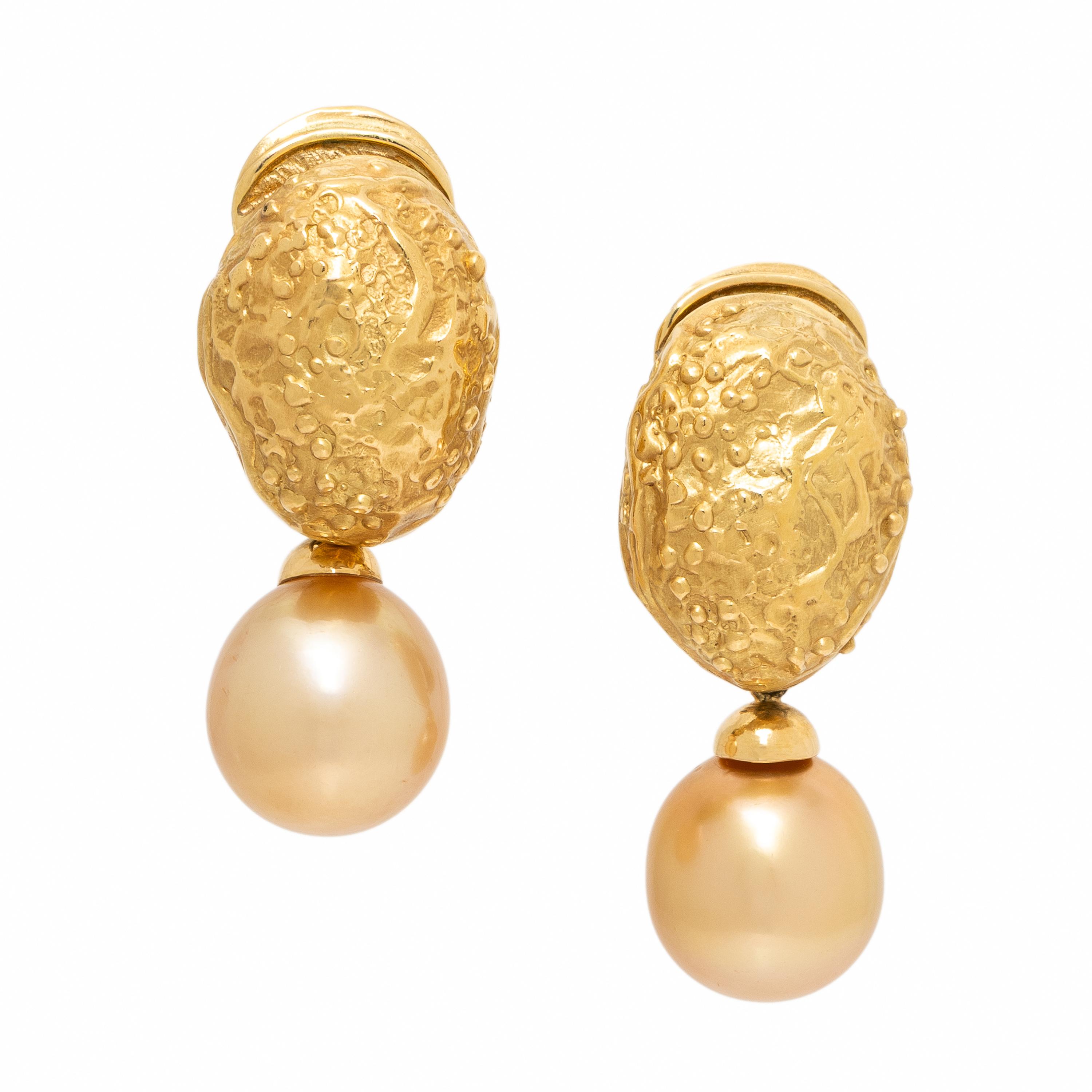 Yvel, Cultured Pearl and Yellow Gold Earrings